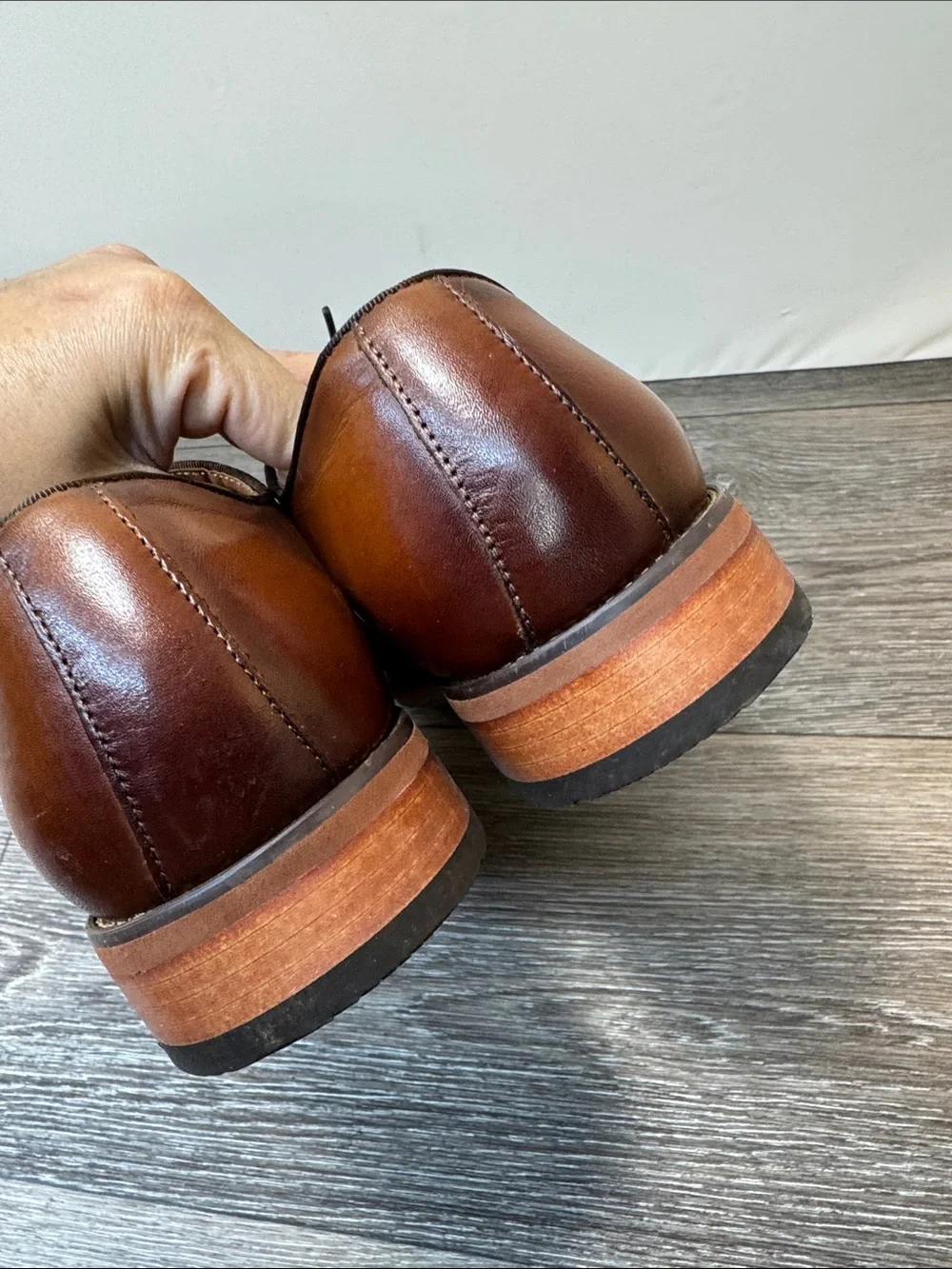 Florsheim Cognac Brown Cap-Toe Derby Shoes SZ 10.5 (h44)